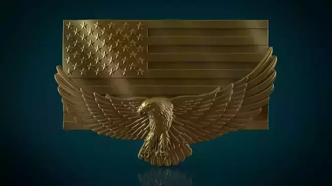 American Flag and Eagle 3D print model