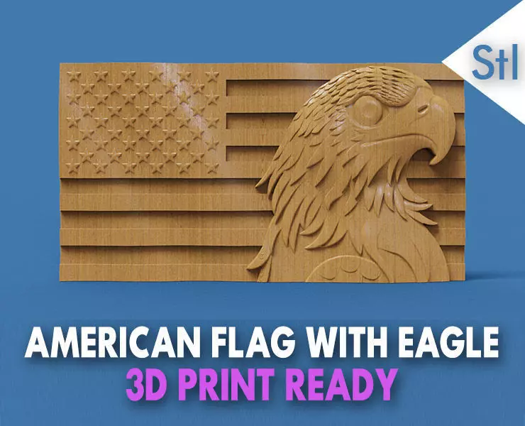American Flag and Eagle head  3D print model_0