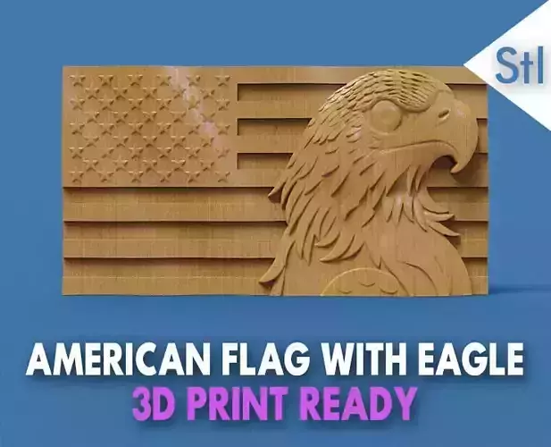 American Flag and Eagle head  3D print model