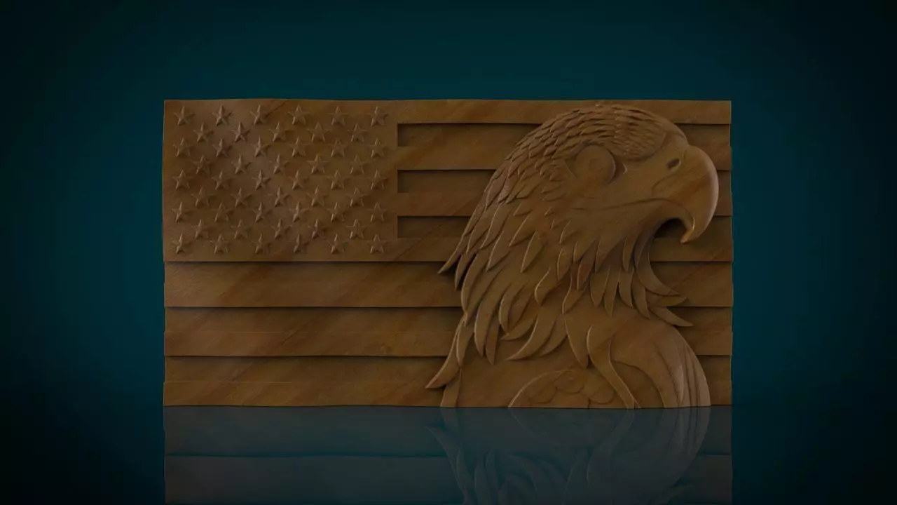 American Flag and Eagle head  3D print model_6