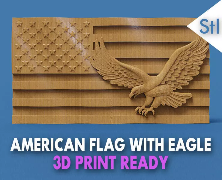 American Flag and Eagle 3D print model