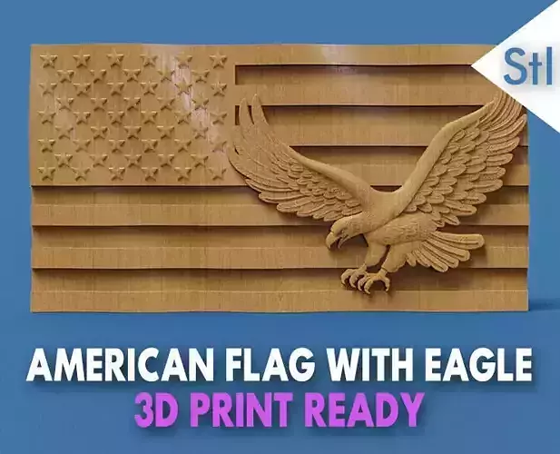 American Flag and Eagle 3D print model