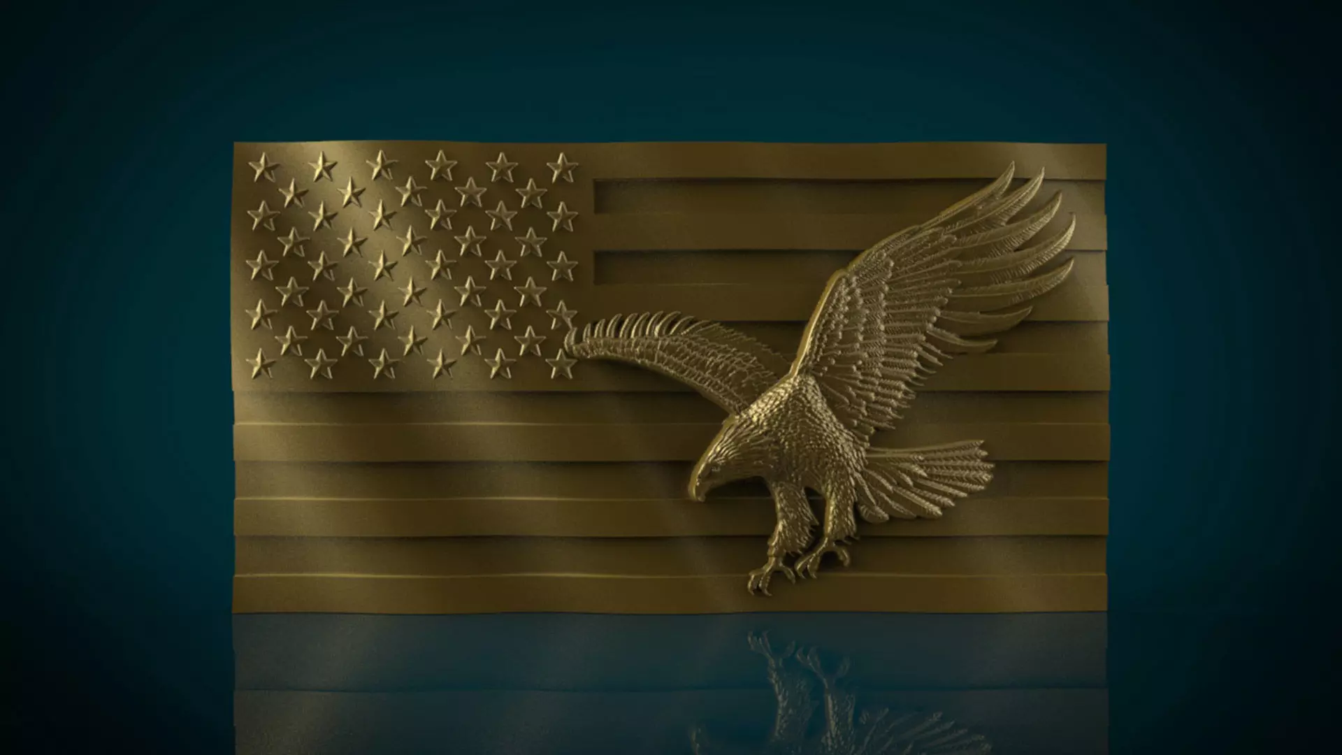 American Flag and Eagle 3D print model_3