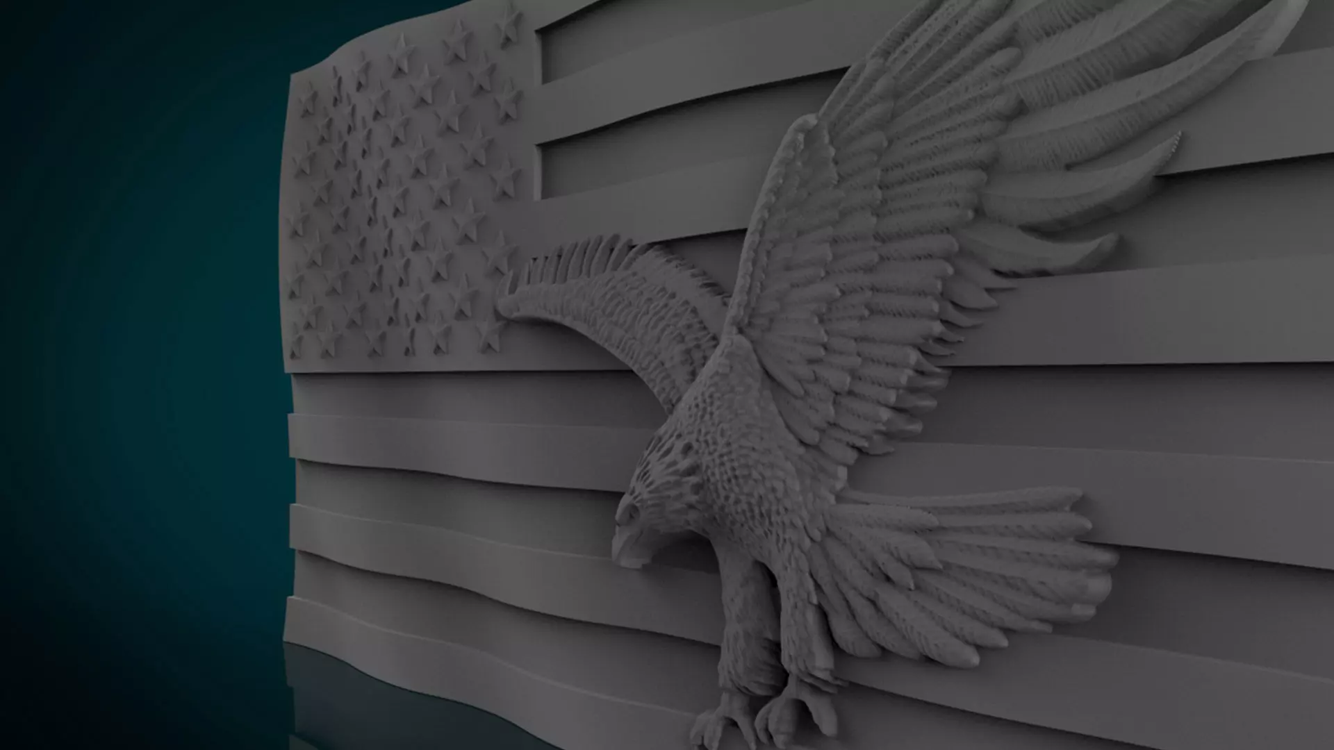 American Flag and Eagle 3D print model_2