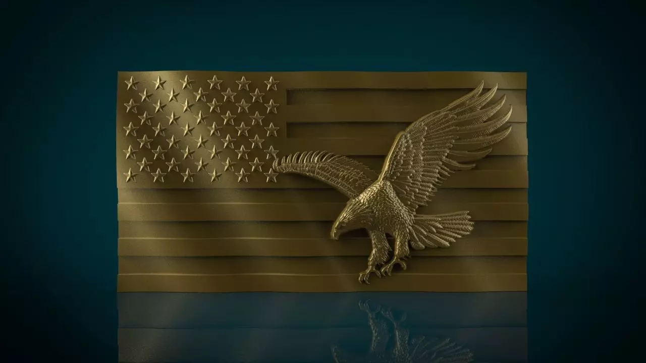 American Flag and Eagle 3D print model_6