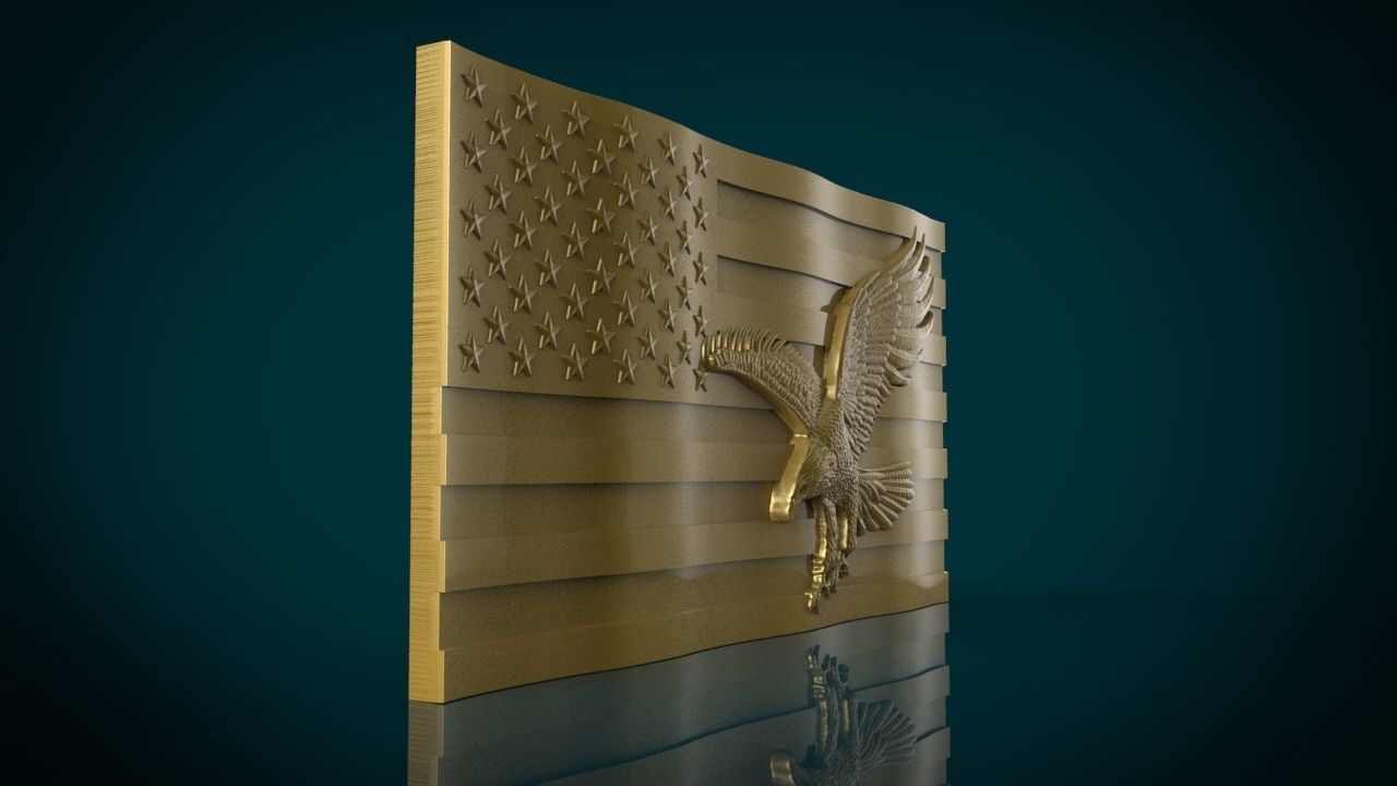 American Flag and Eagle 3D print model_4