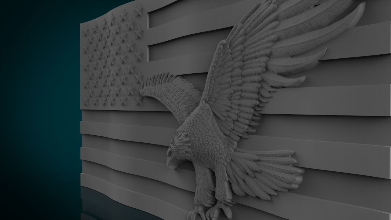 American Flag and Eagle 3D print model_2