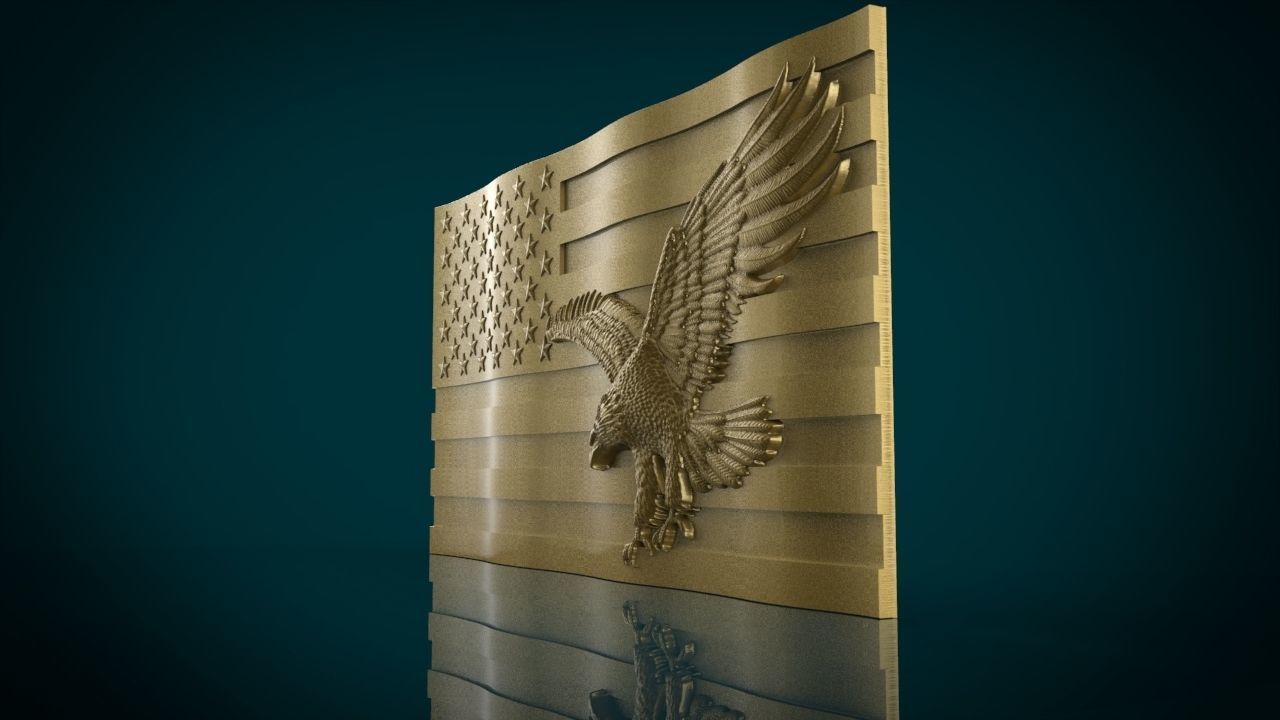 American Flag and Eagle 3D print model_3