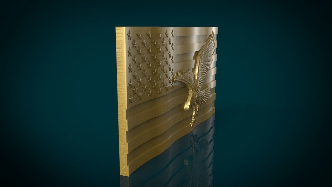 American Flag and Eagle 3D print model_5