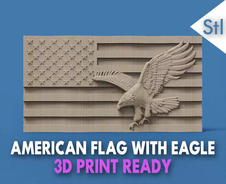 American Flag and Eagle 3D print model_0