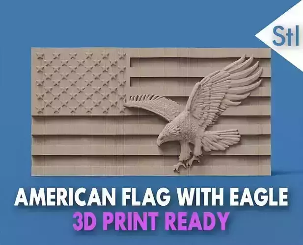 American Flag and Eagle 3D print model