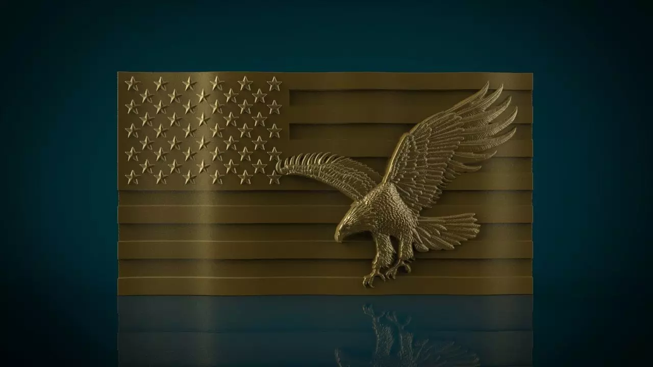 American Flag and Eagle 3D print model_1