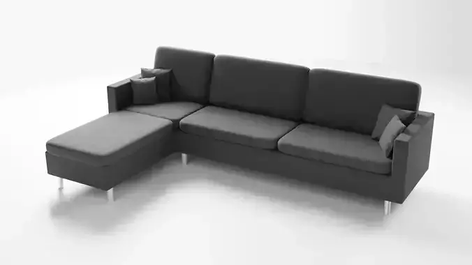 Realistic grey Sofa Couch with Corner