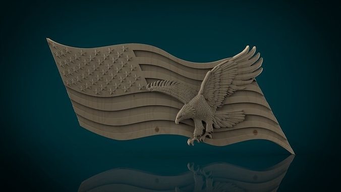 American Flag and Eagle 3D print model