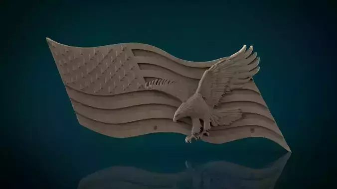 American Flag and Eagle 3D print model