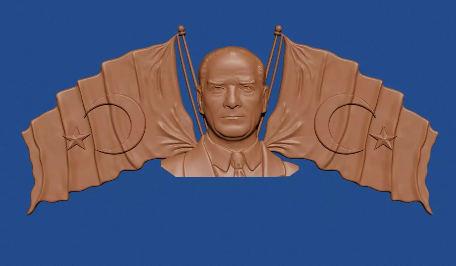  Ataturk  and Turkish flags 3D print model_7