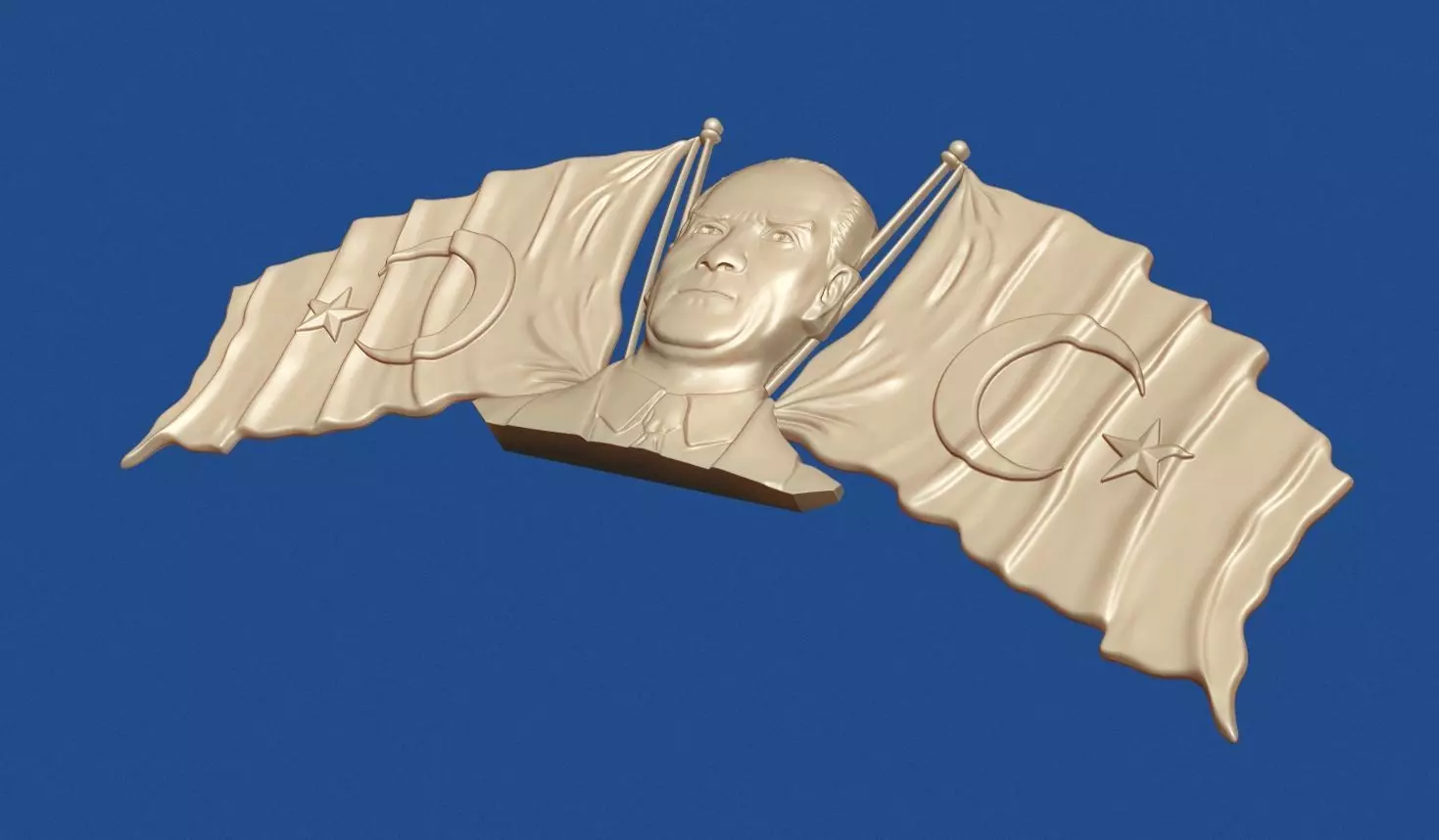  Ataturk  and Turkish flags 3D print model_5