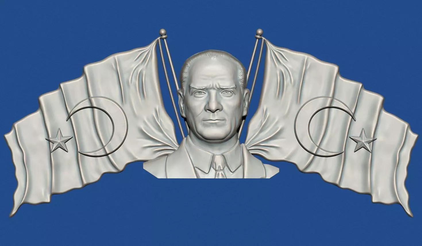  Ataturk  and Turkish flags 3D print model_8