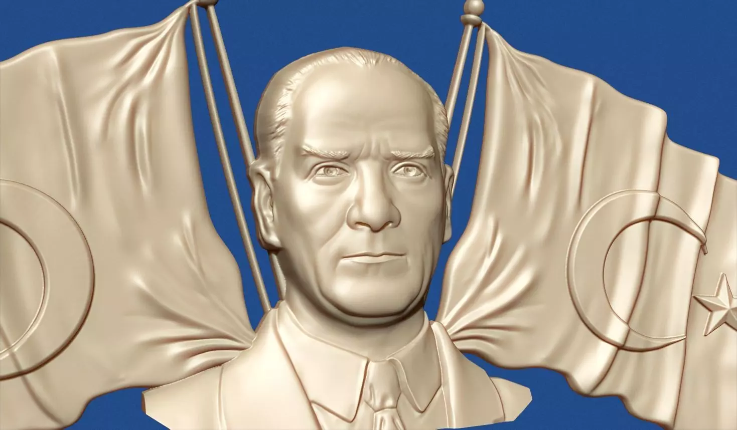  Ataturk  and Turkish flags 3D print model_4