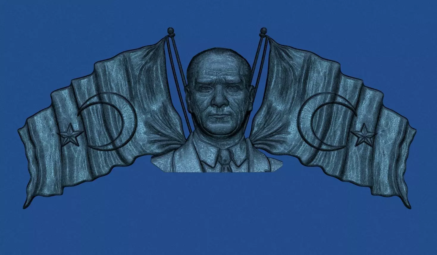  Ataturk  and Turkish flags 3D print model_9