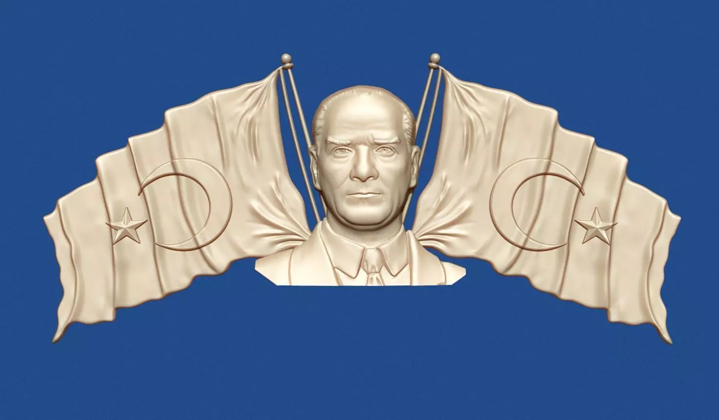  Ataturk  and Turkish flags 3D print model_3