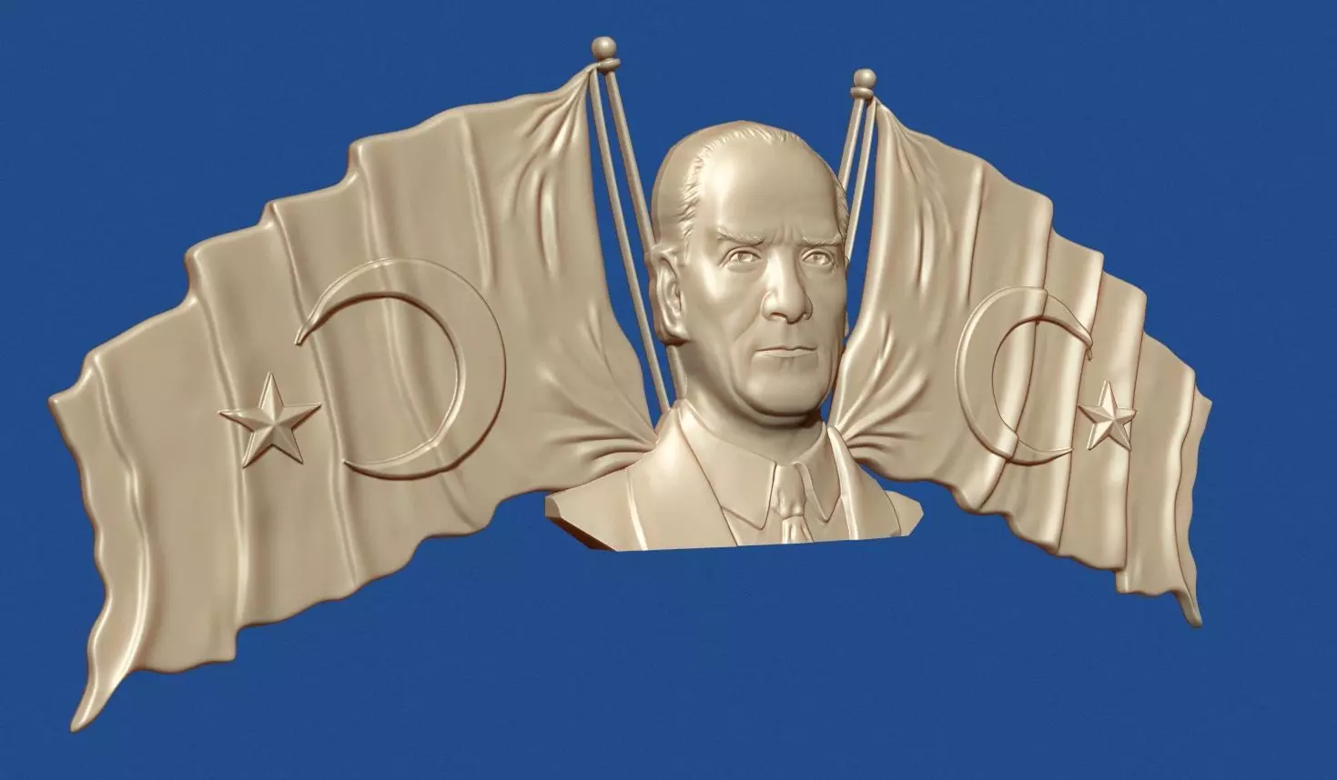  Ataturk  and Turkish flags 3D print model_2