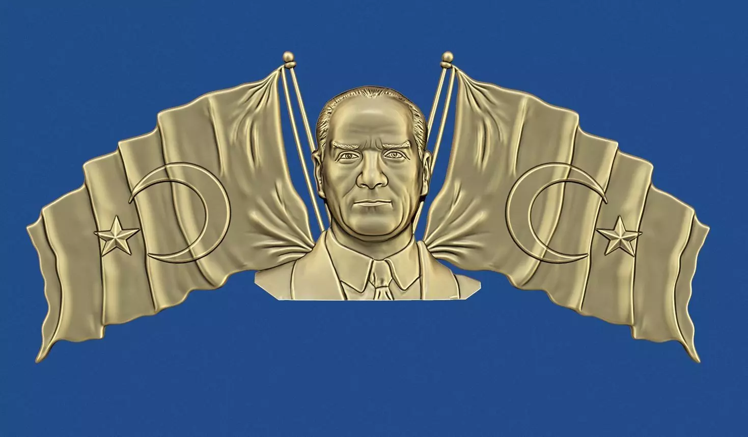  Ataturk  and Turkish flags 3D print model_0