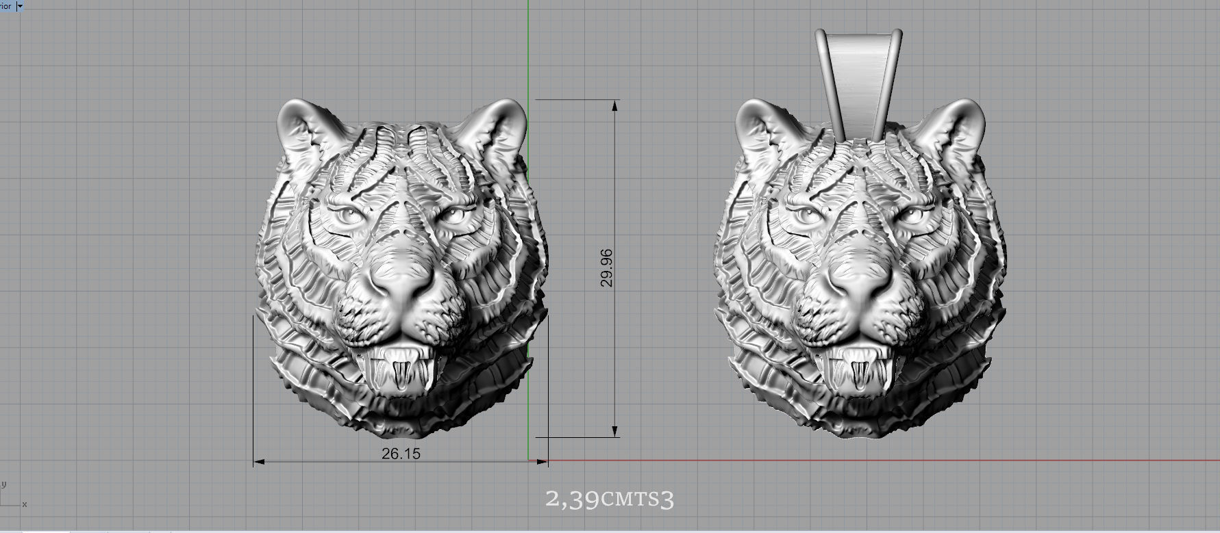 TIger pendant 3D print model_8