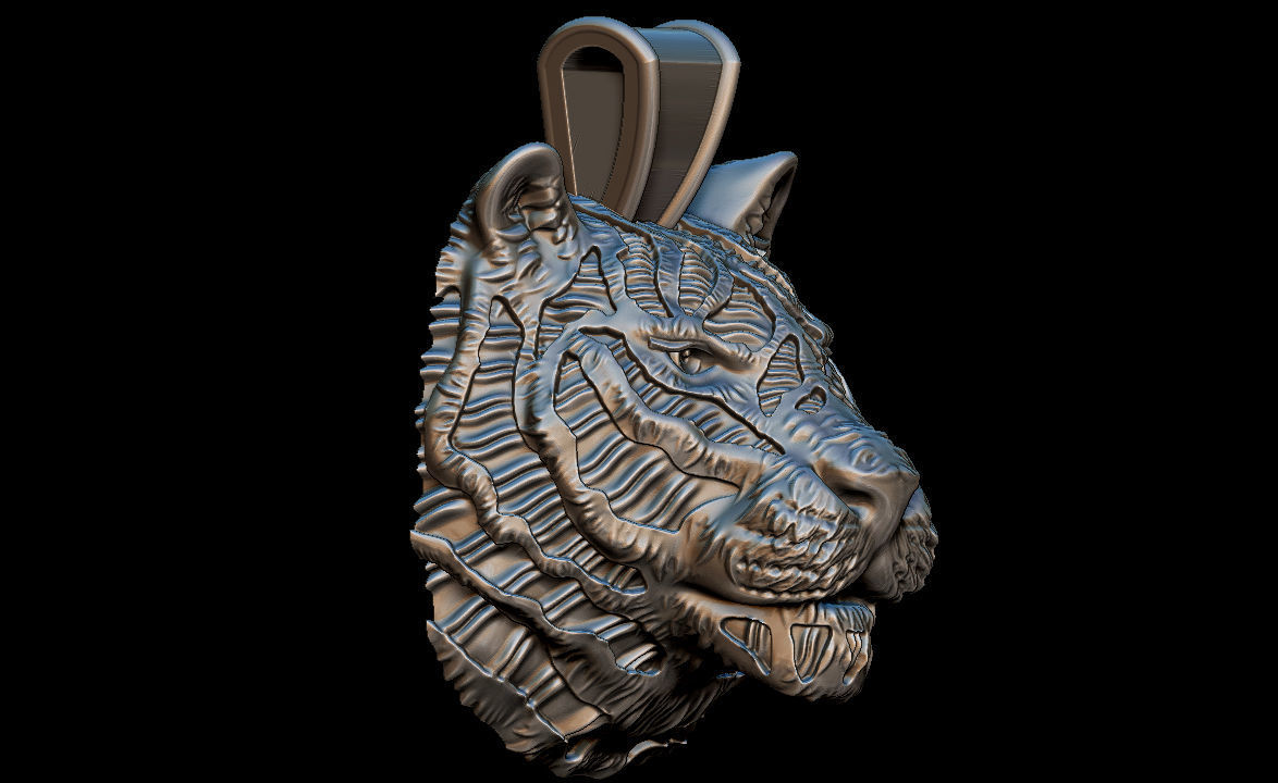 TIger pendant 3D print model_2