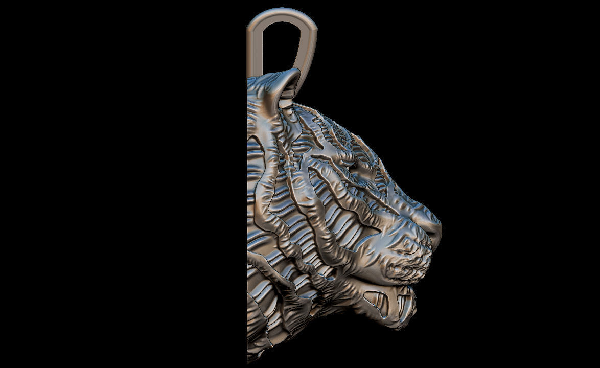 TIger pendant 3D print model_3