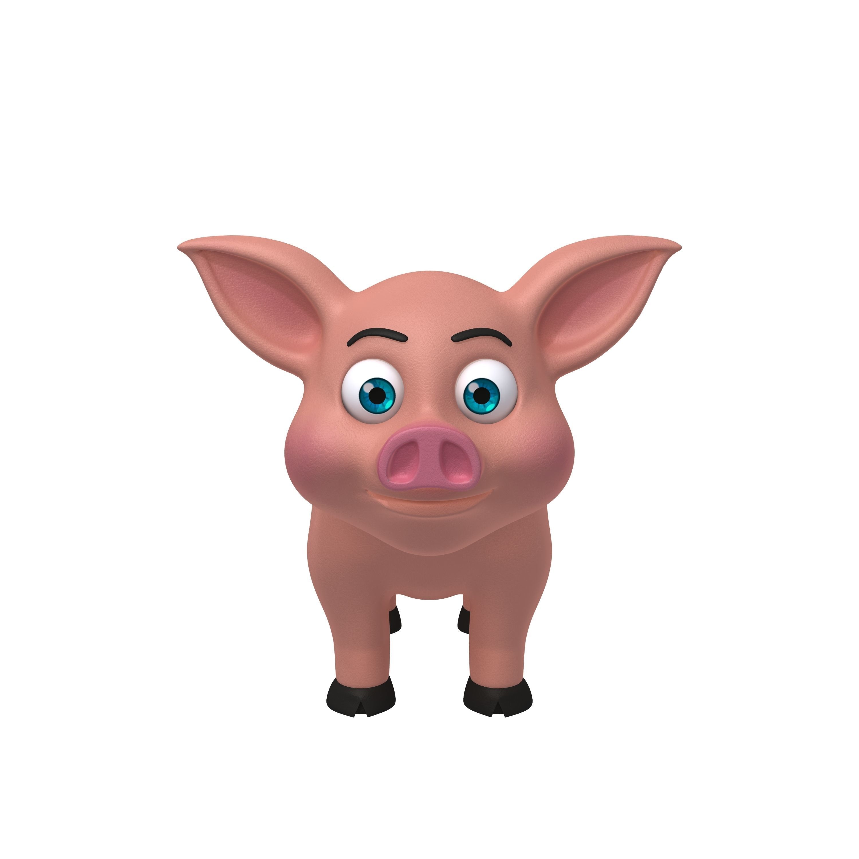 Pig cartoon 3D model_1