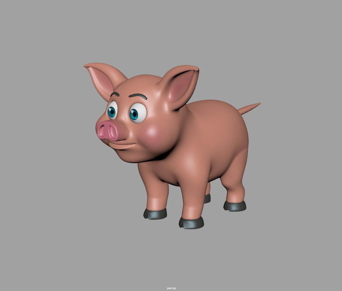 Pig cartoon 3D model_10