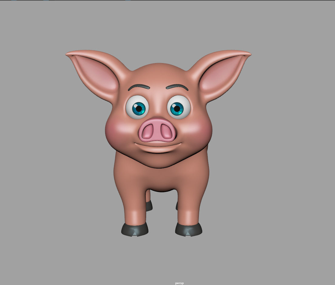 Pig cartoon 3D model_12