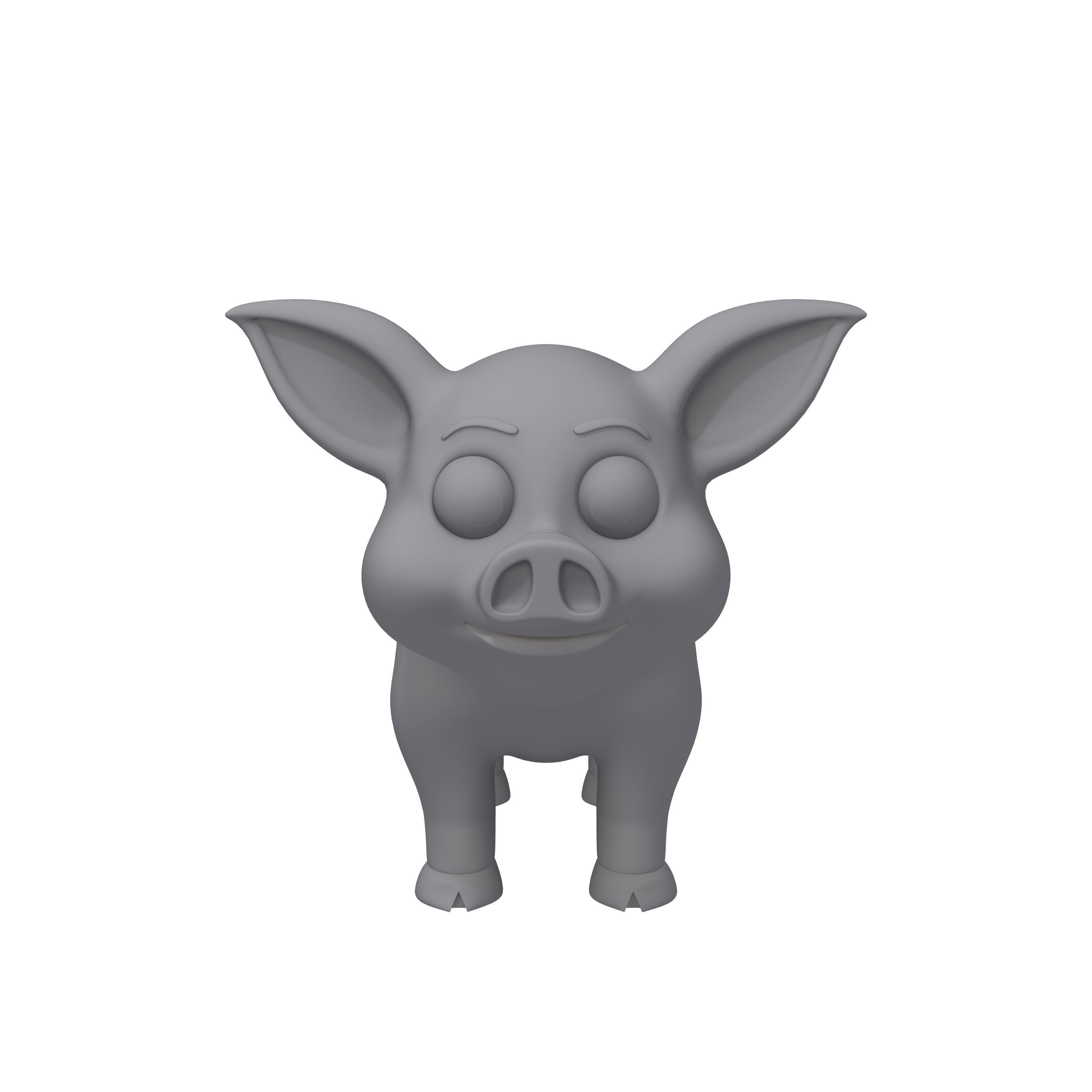 Pig cartoon 3D model_7