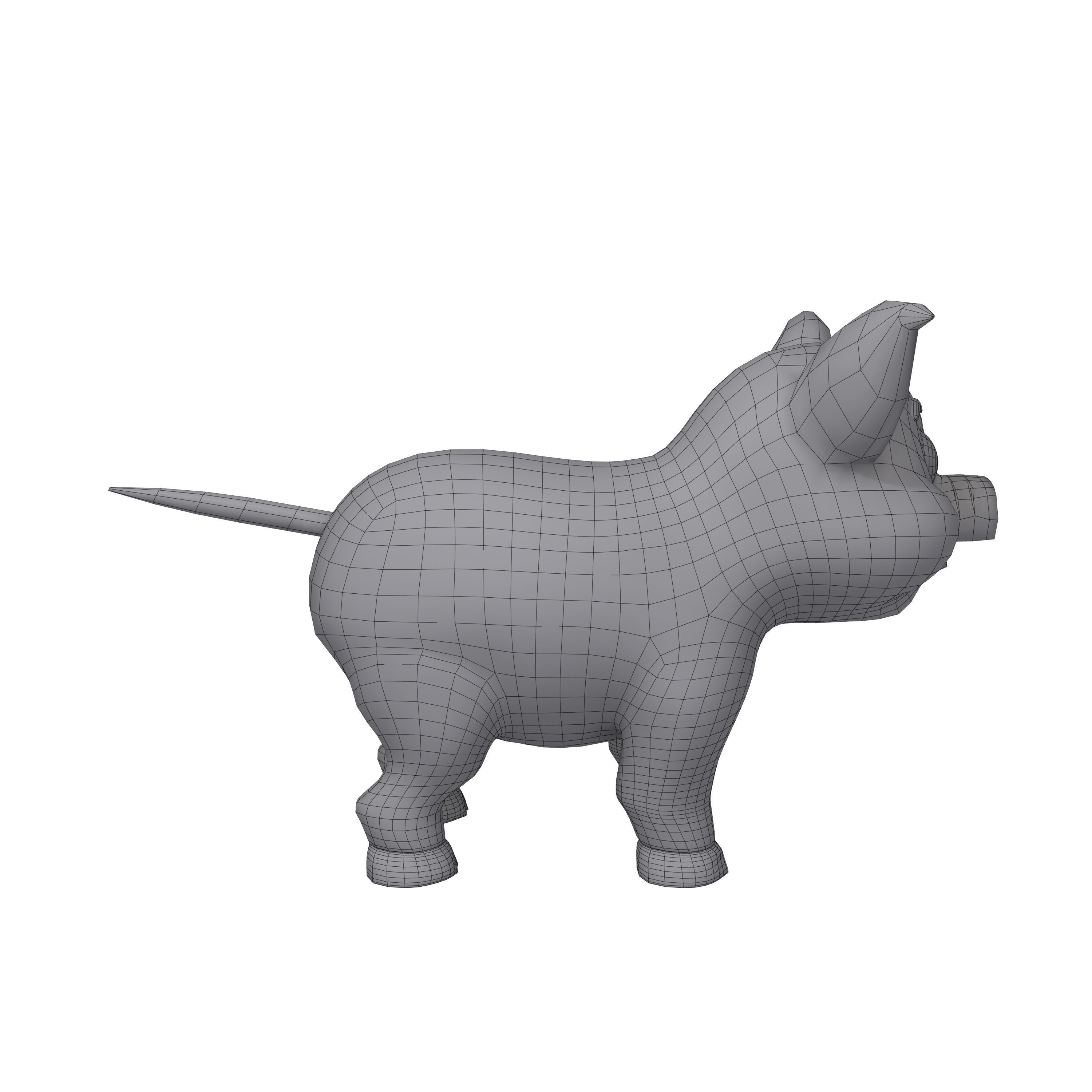 Pig cartoon 3D model_5