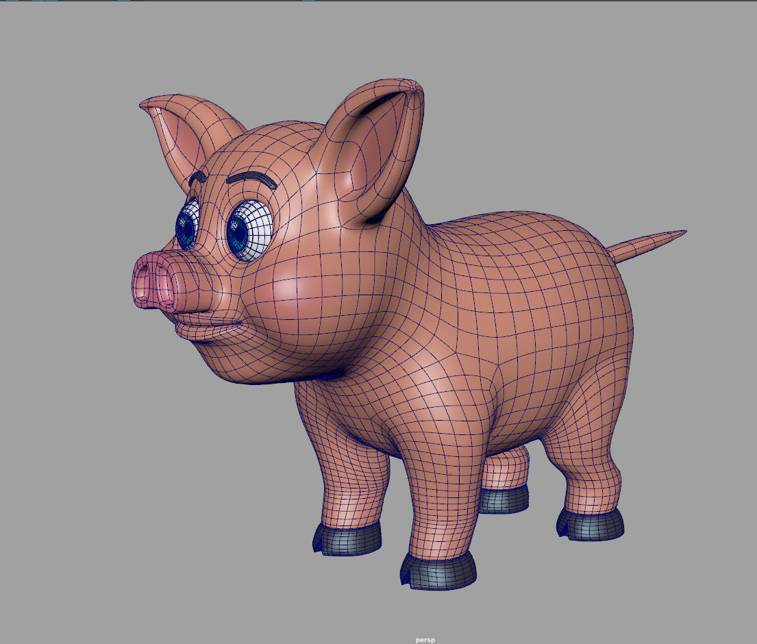 Pig cartoon 3D model_16