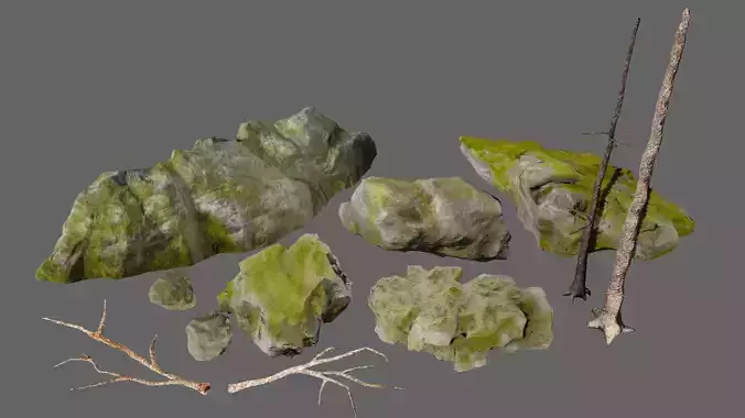 Realistic Forest Pack Low-poly 3D model