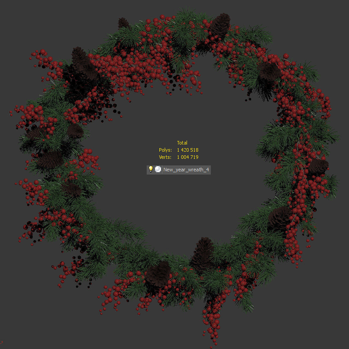 Christmas wreath v3 3D model_2