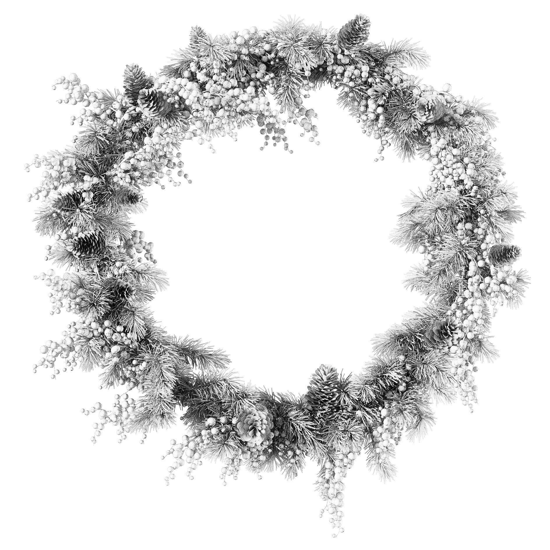 Christmas wreath v3 3D model_1