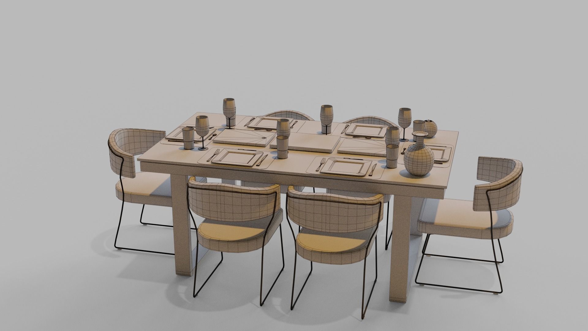 Dining Table 3D model_15
