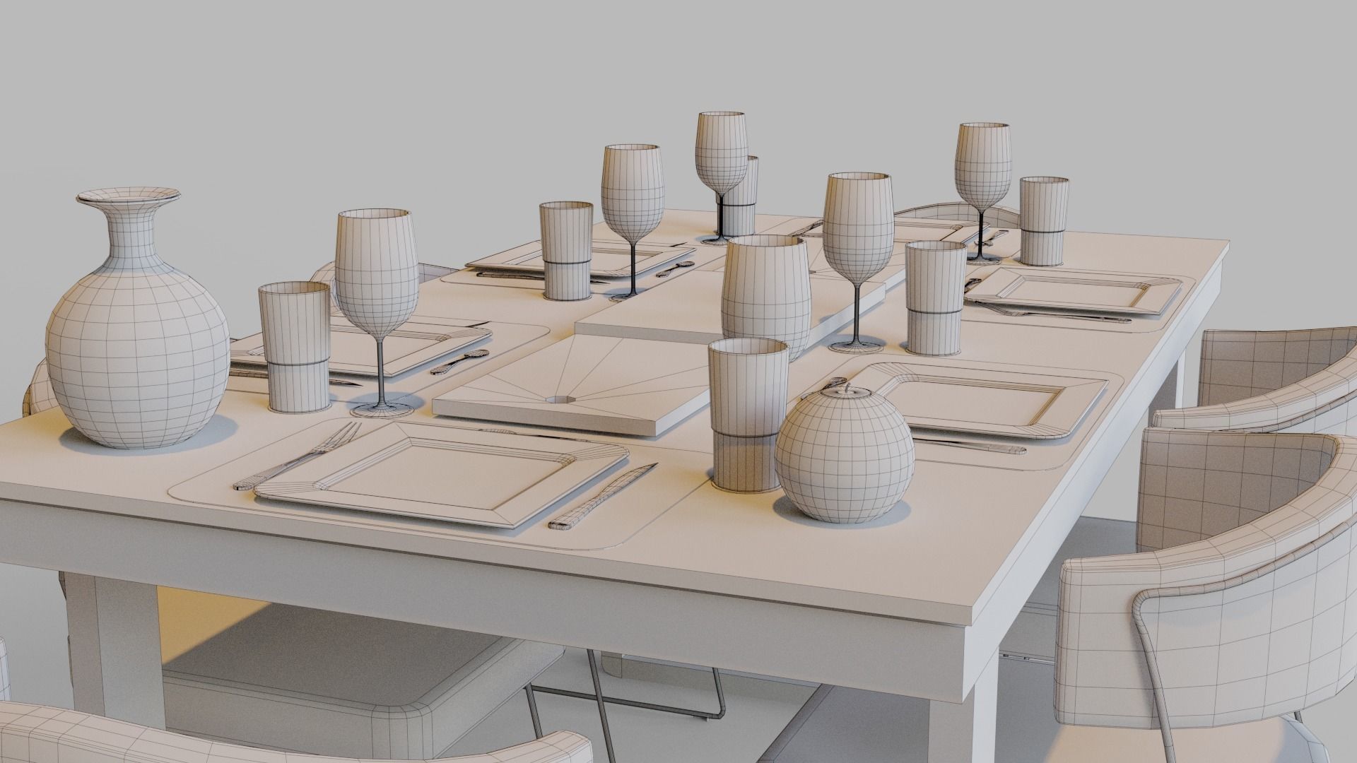 Dining Table 3D model_16
