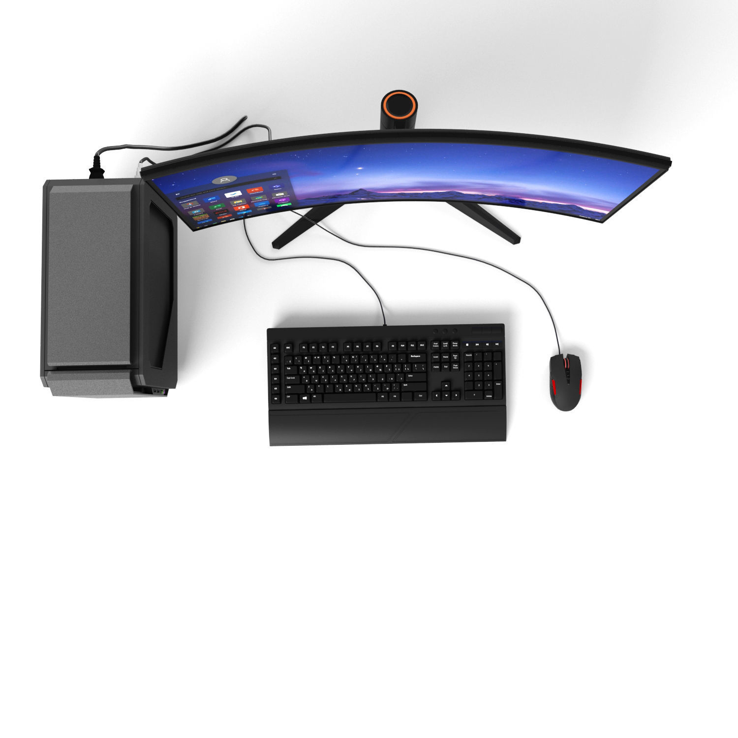 Gaming computer with monitor Low-poly 3D model_4