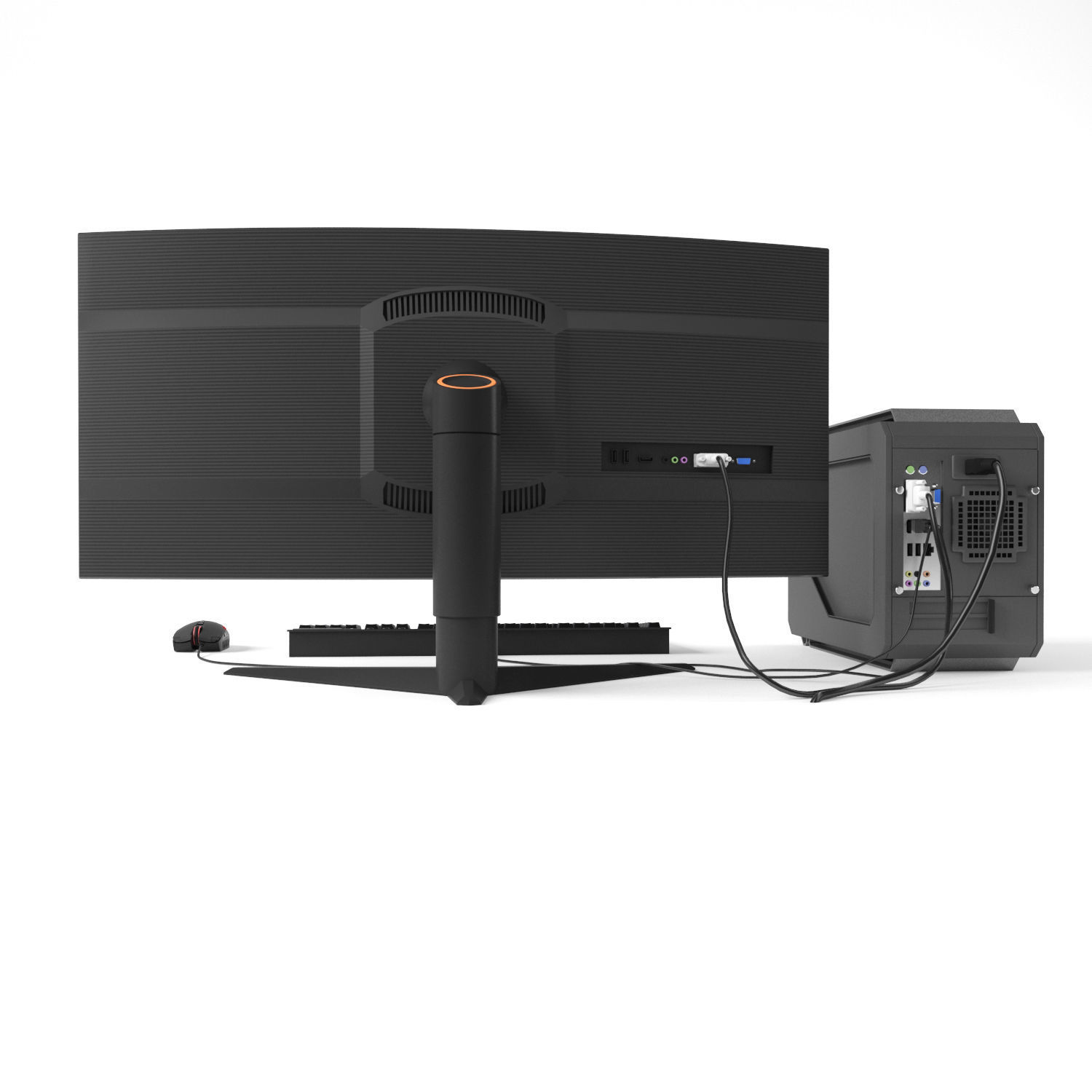 Gaming computer with monitor Low-poly 3D model_8