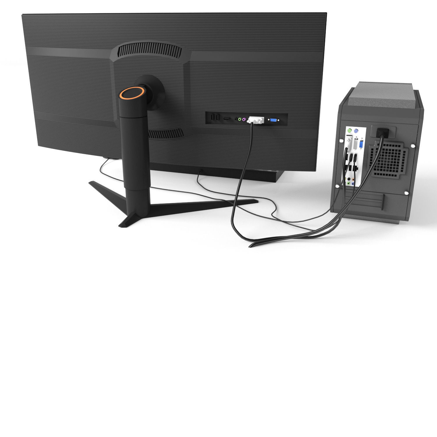 Gaming computer with monitor Low-poly 3D model_10