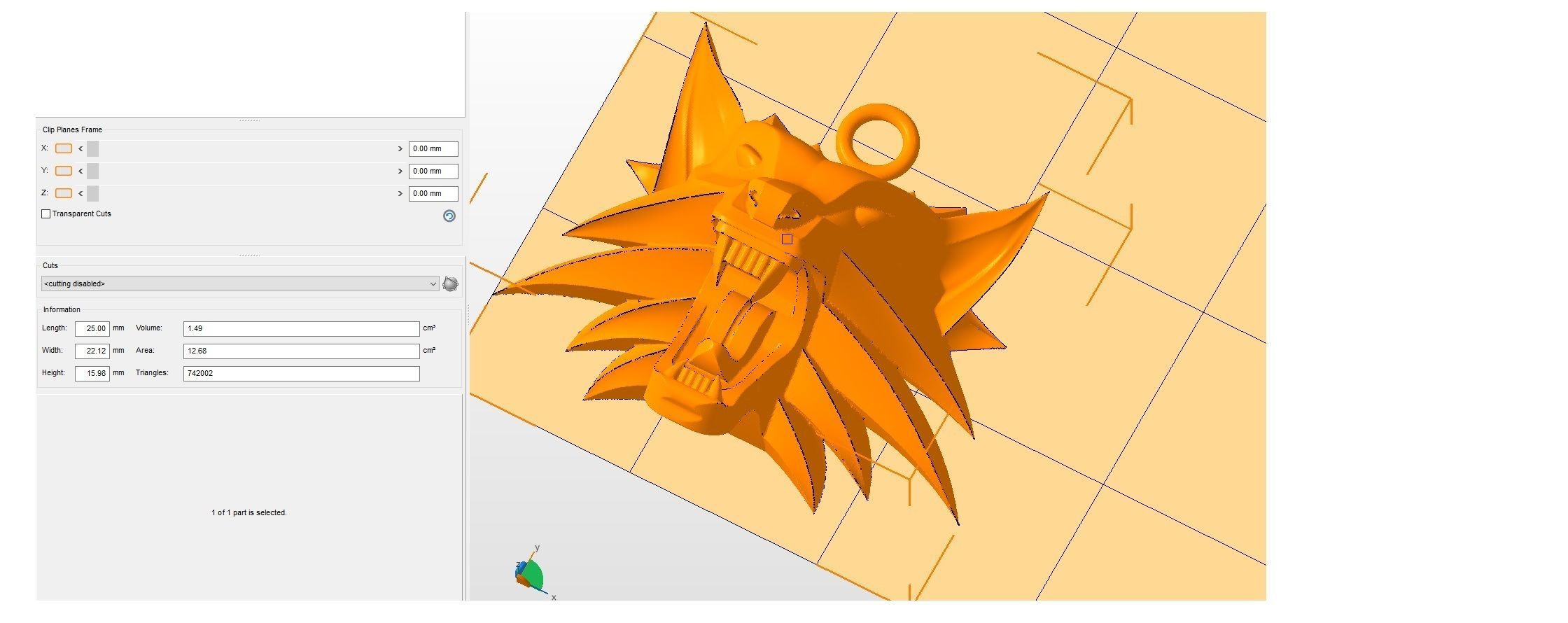 witcher pendant wolf 3D print model_2