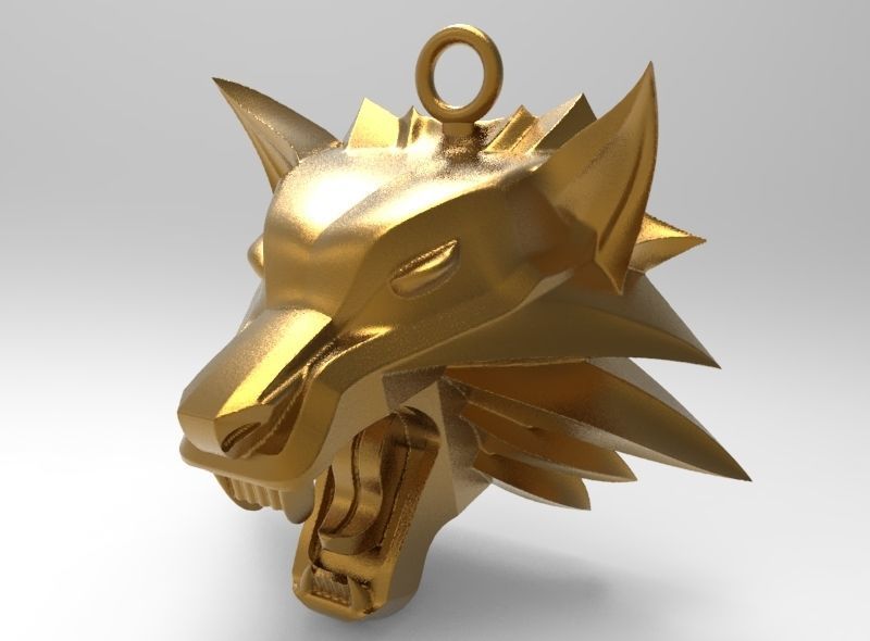 witcher pendant wolf 3D print model_3