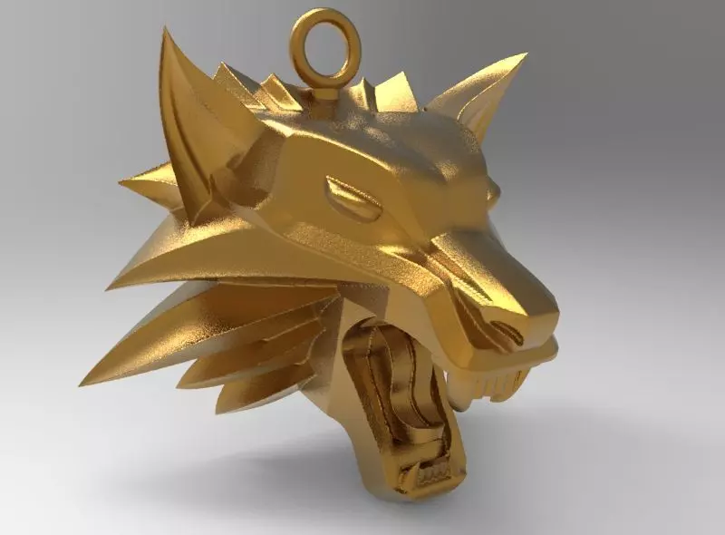 witcher pendant wolf 3D print model_0
