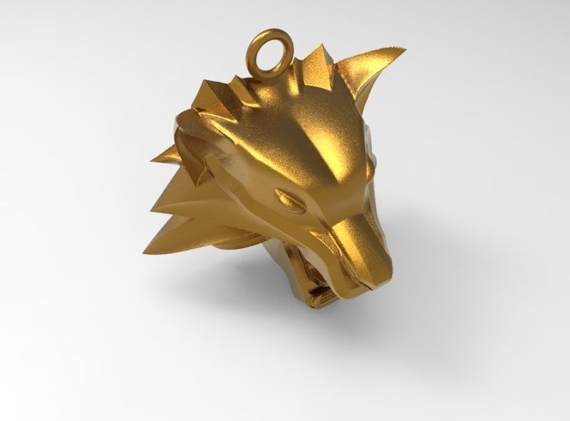witcher pendant wolf 3D print model_7