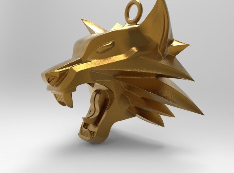 witcher pendant wolf 3D print model_1