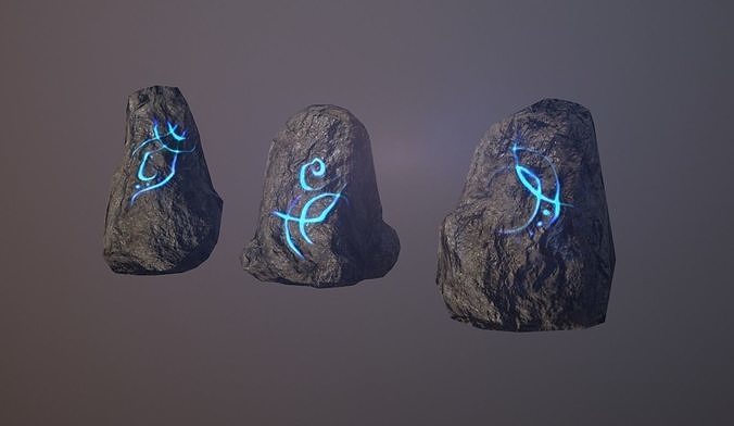 Runic stones Low-poly 3D model